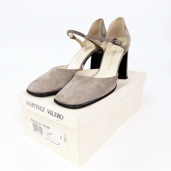 Vintage Martinez Valero Suede Mary Jane Block Heels Pumps - Picture 2 of 8